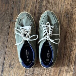 Sperry Youth Olive Canvas Sneakers